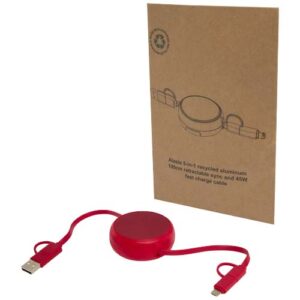 Alasia 5-i-1 100 cm utdragbar datasynkroniserings- och 45 W snabbladdningskabel av återvunnen plast och aluminium