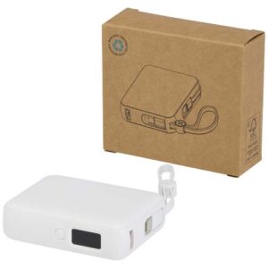 Acrux 10 000 mAh 35 W powerbank för surfplattor med inbyggd Type-C-kabel – tillverkad av återvunnen plast