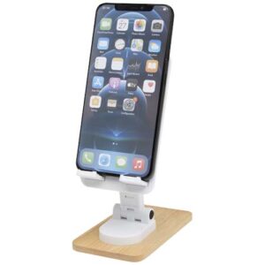 Alfirk hopfällbart telefonställ för skrivbord av återvunnen plast med detaljer i bambu