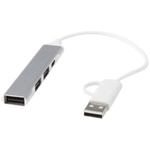 Alkaid 4-portars USB-A- och Typ-C-hubb med dubbla ingångar av återvunnen aluminium